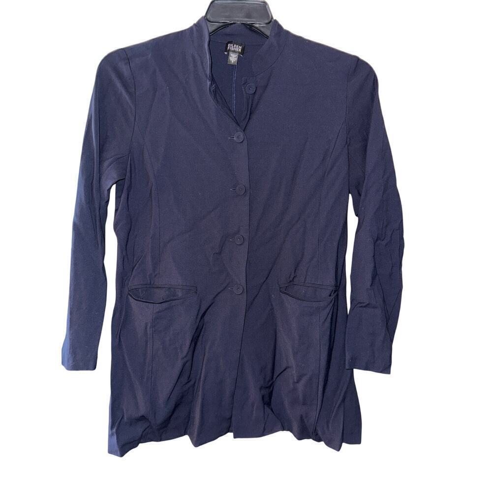 EILEEN FISHER black button up jacket/top size S small